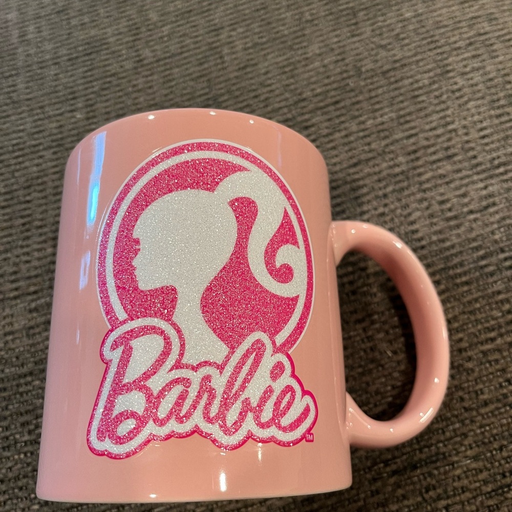 Barbie Pink Ceramic Glitter Like Mug 20 Oz.